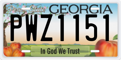 GA license plate PWZ1151