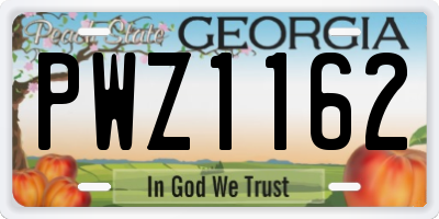 GA license plate PWZ1162