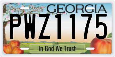 GA license plate PWZ1175