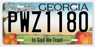 GA license plate PWZ1180