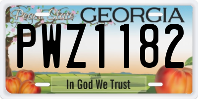 GA license plate PWZ1182
