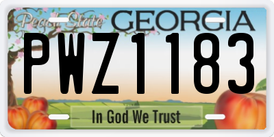 GA license plate PWZ1183