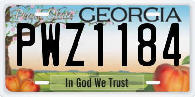 GA license plate PWZ1184