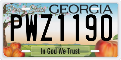 GA license plate PWZ1190