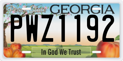 GA license plate PWZ1192