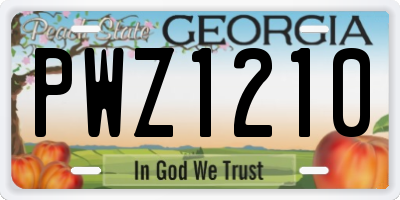 GA license plate PWZ1210