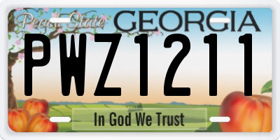 GA license plate PWZ1211