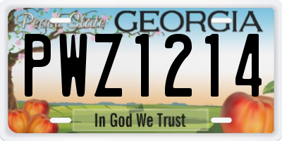 GA license plate PWZ1214