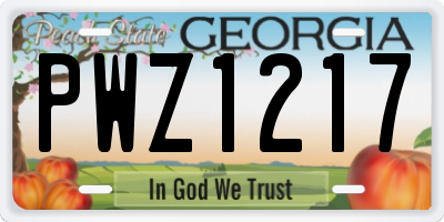 GA license plate PWZ1217