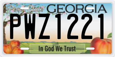 GA license plate PWZ1221