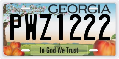 GA license plate PWZ1222