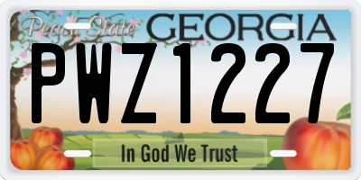 GA license plate PWZ1227