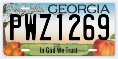 GA license plate PWZ1269