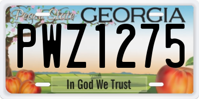GA license plate PWZ1275