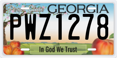 GA license plate PWZ1278