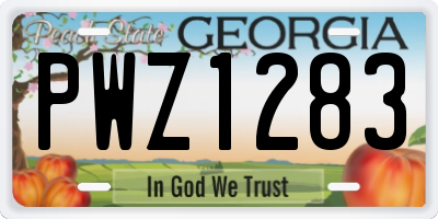 GA license plate PWZ1283