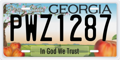 GA license plate PWZ1287