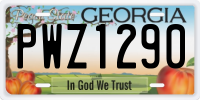 GA license plate PWZ1290