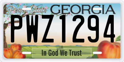 GA license plate PWZ1294