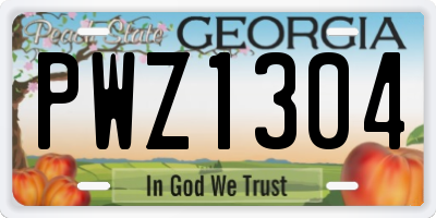 GA license plate PWZ1304
