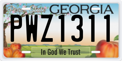 GA license plate PWZ1311
