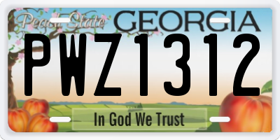 GA license plate PWZ1312
