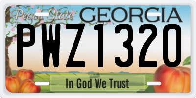 GA license plate PWZ1320