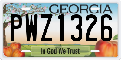 GA license plate PWZ1326