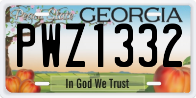 GA license plate PWZ1332