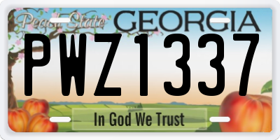 GA license plate PWZ1337