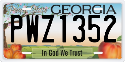 GA license plate PWZ1352