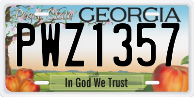 GA license plate PWZ1357