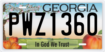 GA license plate PWZ1360