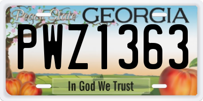 GA license plate PWZ1363