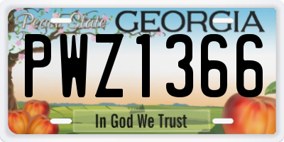 GA license plate PWZ1366