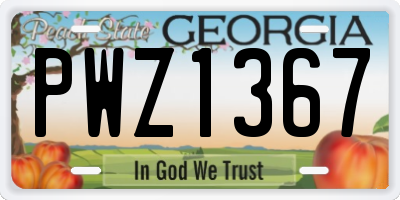 GA license plate PWZ1367