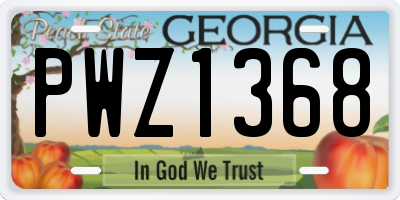 GA license plate PWZ1368