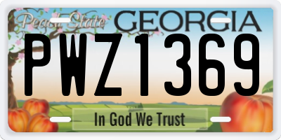GA license plate PWZ1369