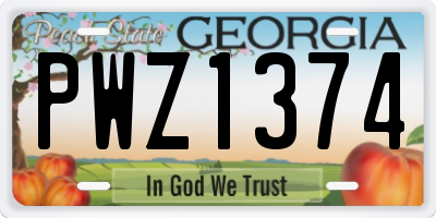 GA license plate PWZ1374