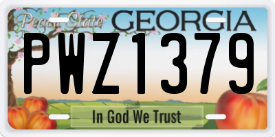 GA license plate PWZ1379