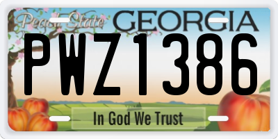 GA license plate PWZ1386