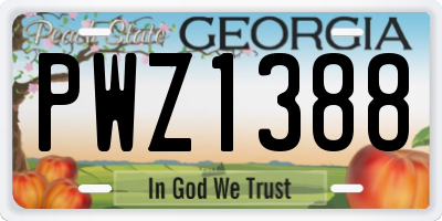 GA license plate PWZ1388
