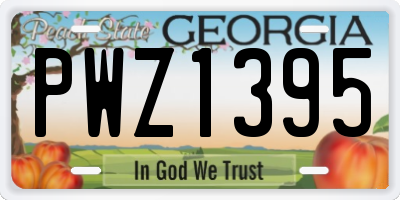 GA license plate PWZ1395