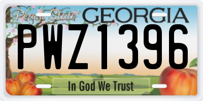 GA license plate PWZ1396