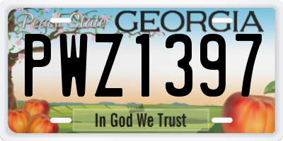GA license plate PWZ1397
