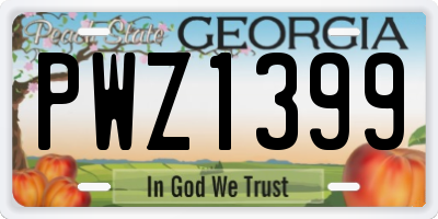 GA license plate PWZ1399