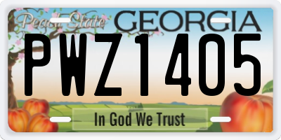 GA license plate PWZ1405