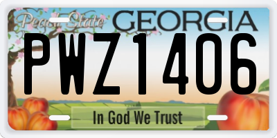 GA license plate PWZ1406