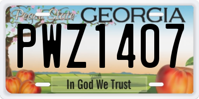 GA license plate PWZ1407