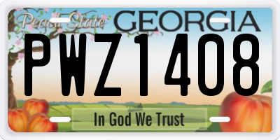 GA license plate PWZ1408